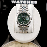 Rolex Datejust 126234 White Gold Fluted Bezel Palm Green