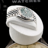 Rolex Datejust 126234 White Gold Fluted Bezel Palm Green