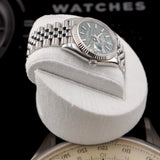 Rolex Datejust 126234 White Gold Fluted Bezel Palm Green