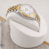 Rolex Datejust 16233 White Diamond Buckley Roman Dial Two Tone 36mm