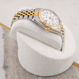 Rolex Datejust 16233 White Diamond Buckley Roman Dial Two Tone 36mm